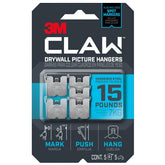 3M CLAW 3PH15M-5ES Drywall Picture Hanger, 15 lb, Steel, Push-In Mounting